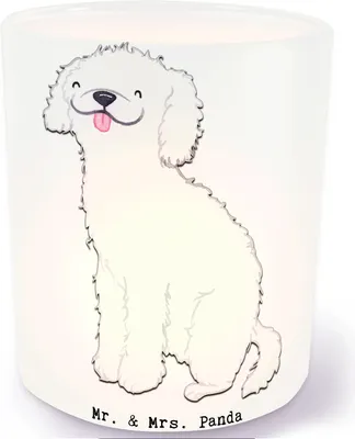 Produktbild von Mr. & Mrs. Panda Teelichthalter Glas Kleinpudel Lebensretter - Transparent - Geschenk, Kerzenhalter, Windlicht, Pudel, Outdoor, aus