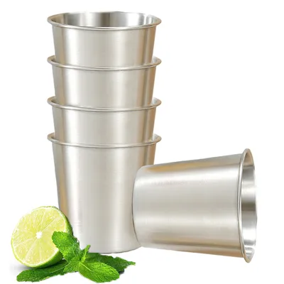 Produktbild von 5 Stück Edelstahlbecher Edelstahl Becher Trinkbecher Edelstahl Trink Becher Set Stapelbar Lebensmittelechter Gläser（200 ml）