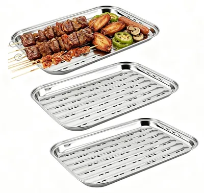 Productafbeelding van Solidchoice - Set van 3 Roestvrijstalen Barbecueschalen