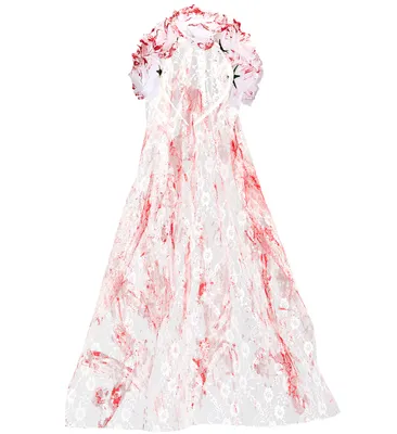 Produktbild von Halloween "Blutiger Brautschleier" | Weiß Rot - Haarreif mit Blumen