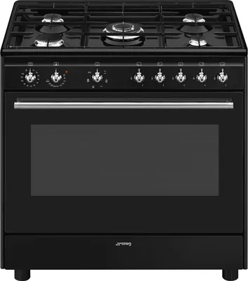 Obrázek produktu pro Smeg Concert CX91GMBL, Sporák Range, Černá, Otočné, Nerezová ocel, Nerezová ocel, Čelní