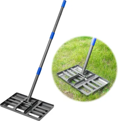 Immagine prodotto di Rastrello per prato - rastrello livellatore - livellatore per prato - spatola - con manico lungo 183 cm - struttura robusta nera - spazzatrice per prato - per giardino - golf - prato - giardino posteriore