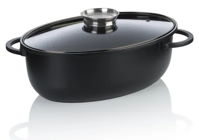 Ovale Bratpfanne 8 L, Gusseisen, Aluminium, keramikbeschichtet, PFAS-frei