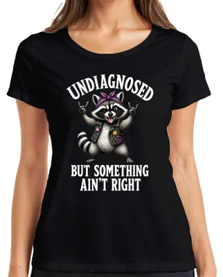 Produktbild von Undiagnosed But Something Ain't Right Rocker Statement Sarkasmus Damen T-Shirt, Schwarz, XL