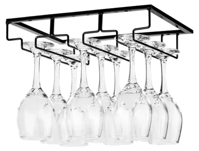 Produktbild von Weinglashalter unter dem Schrank, Gläserhalterung für Weingläser Stielgläser, hängender Weinglasregal aus Metall, Gläser-Aufbewahrung für Küche, Bar und Restaurant, Schwarz