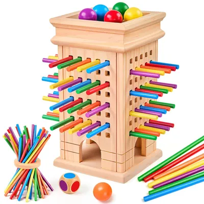 Productafbeelding van Solidchoice - Montessori Bordspel met 42 Houten Stokjes