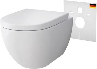 Productafbeelding van Wandhangend douchetoilet met bidetfunctie en softclose 2-in-1 toilet en bidet nanocoating spoelrandloos