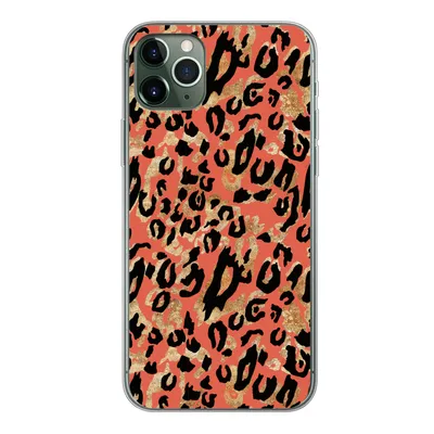 Produktbild von MuchoWow® Handyhülle Schutzhülle Hülle für iPhone 11 Pro Max Pantherdruck - Gold - Rosa Silikon Softcase Handy Hülle - Schutz