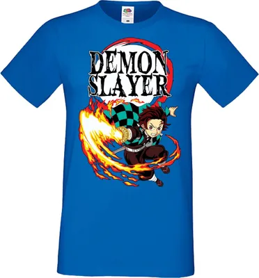 Zdjęcie produktu dla Męska Koszulka Manga Anime Demon Anime Slayer Tanjiro Kamado 03 Demon Anime Slayer Main, Man S / Niebieski