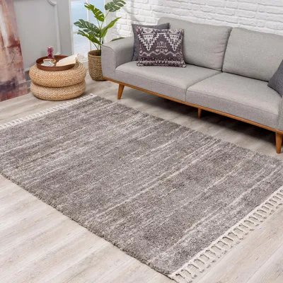 Produktbild von Hochflor Teppich Shaggy Taupe 200x290 cm - Meliertes Muster, Kettfäden - Flauschiger Wohnzimmerteppich