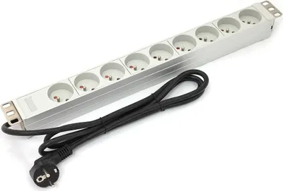 Produktbild von Digitus A-19-STRIP-3-IMP, Managed, 1U, Weiß, 9 AC-Ausgänge, 1,8 m, 250 V