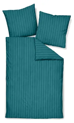 Produktbild von Traumschlaf Mako-Satin Bettwäsche Stripe 135x200 cm + 80x80 cm petrol