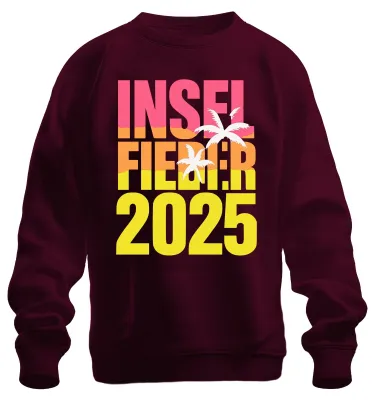 Obrázok produktu pre Island fever 2025 Island holiday Letná dovolenka Beach Palm trees Sea Uni mikina, bordová, 3XL