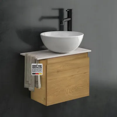 Produktbild von Alpenberger Badmöbel-Set Waschtisch mit Unterschrank & Keramikplatte 55-100 cm, Nano-Becken