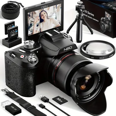 Zdjęcie produktu dla Kompaktowa kamera do vlogów - sensor 64 MP - rozdzielczość 5K - 16-krotny zoom optyczny - obrotowy ekran i Wi-Fi