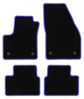 Produktbild von Velours-Fußmatten für Opel Meriva B 2010-2017 (Minivan) – 4-tlg, Schwarz/Blau, passgenau – Wielganizator CARLUX