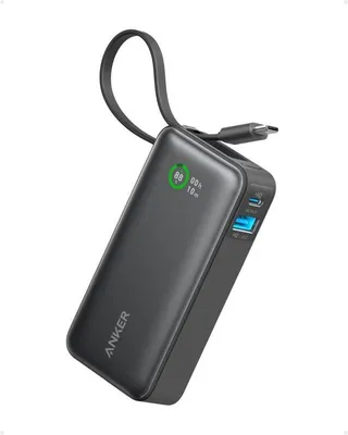 Produktbild von Anker Nano Powerbank (10K, 45W, Integriertes einziehbares USB-C Kabel), Farbe:Grau