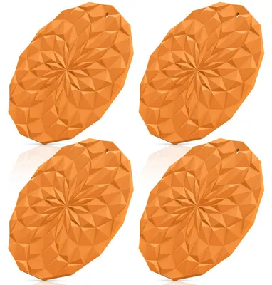 Produktbild von Silikon-Untersetzer, 4 Stück, hitzebeständig, 18,8 cm, orange