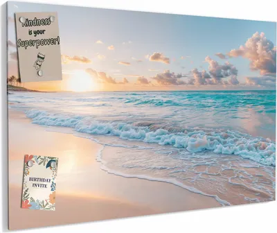 Produktbild von Magnettafel 60x40cm magnetisch & beschreibbar Metall-Board - Sonnenaufgang Strand