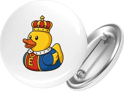 Produktbild von Huuraa Button Quietscheente König Gummiente King 25mm rund mit Sicherheitsnadel Ansteckbutton Geschenkidee