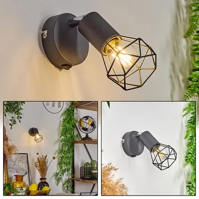 Produktbild von Borio »Borio« 1-flammige Wandlampe aus Metall in Anthrazit/Chromfarben