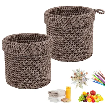 Productafbeelding van Omgoods - Wandmanden Set van 2 - Handgeweven Katoenen Touwmanden voor Decoratie en Opberging