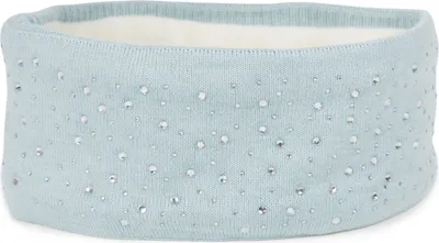 Produktbild von styleBREAKER Stirnband Damen Winter mit Strasssteinen und Fleece Innenfutter | warmes elastisches Feinstrick Haarband gefüttert | Glitzer Headband für kalte Tage