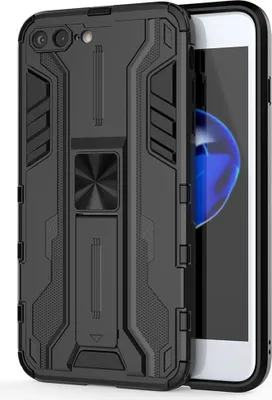 Produktbild von iPhone 8 Plus Hülle, Dual Layer PC TPU Bumper Stoßfest Ständer Schutzhülle für iPhone 7 Plus / 8 Plus Schwarz
