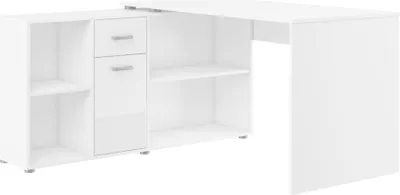 Obrázek produktu pro Psací stůl ROTHING, levý, bílá/bílý lesk