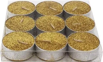 Produktbild von Glitzer-Teelichter 9 Stück, Gold