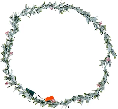 Immagine prodotto di SucceBuy Ghirlanda di Natale 2,7 m, verde realistica, ghirlanda di abete con rampicanti, foglie di ulivo e bacche, ghirlanda artificiale sempreverde con luci fiabesche per la decorazione festosa dei caminetti