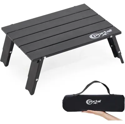Immagine prodotto di Tavolino pieghevole da campeggio, dimensioni 40x29x16 cm, regolabile in altezza, ultraleggero, colore nero