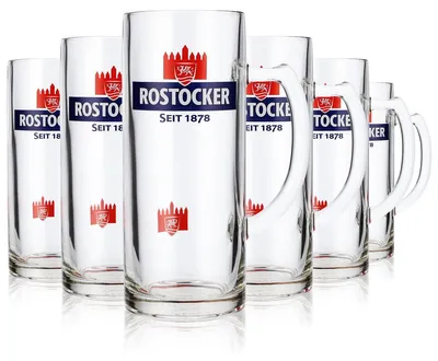 Produktbild von 6x Rostocker Bier Glas Krug Bierkrüge 0,5l Exclusiv-Gutsherren Seidel Rastal