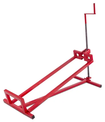 Produktbild von KOMFOTTEU Ständer für Rasenmäher, Hebevorrichtung mit Handkurbel, klappbare & höhenverstellbare Hebebühne für Rasenmäher, Wartungsheber für Aufsitzmäher & Gartentraktoren, bis zu 400 kg Belastbar, Rot