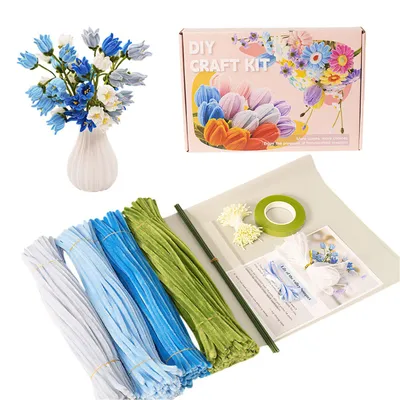 Produktbild von Pfeifenreiniger Blumen Set, 400 Stück Pfeifenputzer zum basteln für DIY kreatives Basteln, Stil 1