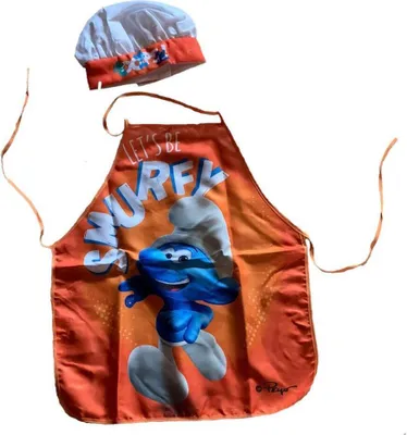 Produktbild von Kinder Koch‑ & Malschürze „Let’s Be Smurfy“ | Orange | 100 % Polyester