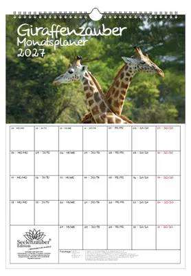 Produktbild von Giraffenzauber Planer DIN A3 Kalender für 2027 Giraffen - Seelenzauber