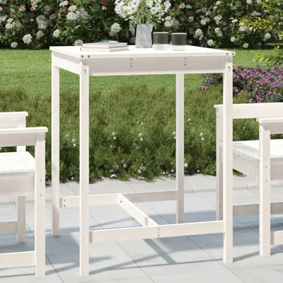 Image de Maison Exclusive - Table de jardin blanche 82,5 x 82,5 x 110 cm en pin massif