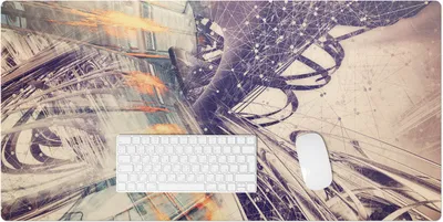 Produktbild von Abstraktes Liniennetz – Schreibtischunterlage – Rutschfeste Tischunterlage – Schreibtischmatte für Büro & Zuhause – Schreibunterlage – Mauspad – Tischmatte – 100 x 50 cm