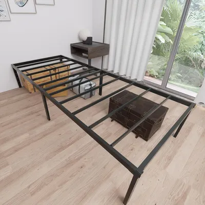 Produktbild von JOIEYOU 160x200cm Eisen Bettrahmen Höhe 37,5cm Doppeltbetten mit Lattenrost & Stauraum unter dem Bett Metall Bettgestell Belast bis 270KG Klappbare Bett für Schlafzimmer Gästezimmer