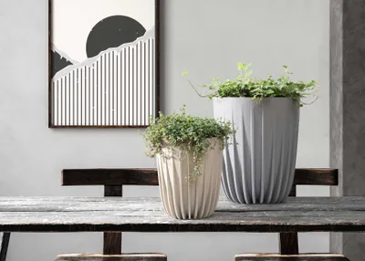 Zdjęcie produktu dla HowHomely Doniczka okrągła 30 cm wysokości, sadzarka, jasnobrązowa doniczka na balkon ogrodowy