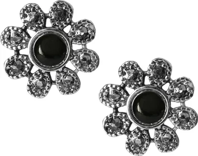 Produktbild von Chirurgenstahl Ohrstecker Blüte im Maya Style Farbe - Schwarz