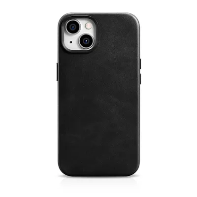 Productafbeelding van Icarer Etui, hoesje, beschermhoes van leer met MagSafe voor iPhone 14+, zwart