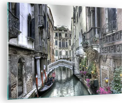 Produktbild von Bilder auf glas - Venedig Brücke Wasser - 70x50cm - Glasbilder - Wandbilder - Kunstdruck - zum Aufhängen bereit - Wanddekoration aus Glas - Glas Bilder - Wandbild auf Glas - Einteilig - GAA70x50-3522