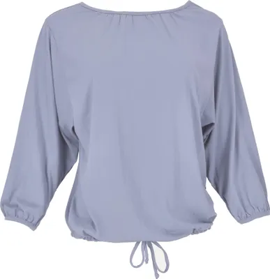 Produktbild von Einfarbiges Oversize Basic Fledermaus Shirt, Yogashirt, Langarmshirt aus Biobaumwolle - Blaugrau, Damen, Baumwolle(Bio), Größe: M