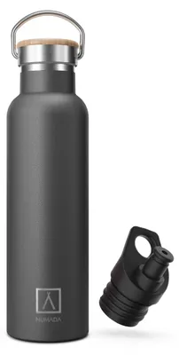Edelstahl-Thermosflasche 600 ml, schwarz, doppelwandig, 24h kalt/12h warm