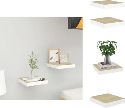 Image de vidaXL Étagères flottantes 2 pcs. Aspect chêne et blanc 23x23,5x3,8 cm MDF - Étagères murales