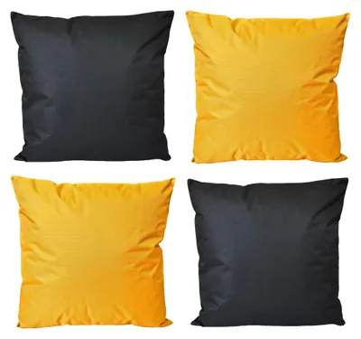 Produktbild von JACK 4x Outdoor Lounge Kissen 45x45cm viele Farben Dekokissen inkl. Füllung Wasserfest Sitzkissen Garten Stuhl, Farbe:2x Schwarz - 2x Gold