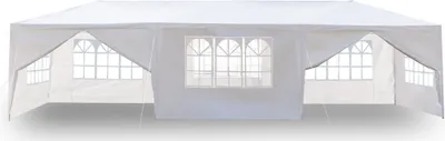 Produktbild von FCH 3 x 9 m Garten Pavillon mit 8 Seitenteilen zwei Türen wasserdichtes Zelt mit Spiralschläuchen, weiß