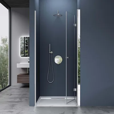 Image de doporro Porte de douche pliable 80cm paroi de douche transparent pliante pour niche Teramo26K pare-douche rabattable montage réversible